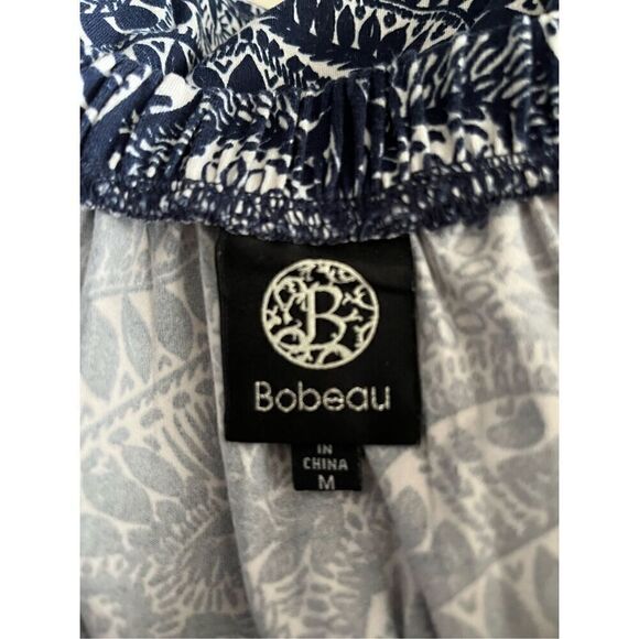 Bobeau Women’s Navy and White Print High Low Elastic Waist Skirt Size Medium - Picture 8 of 11